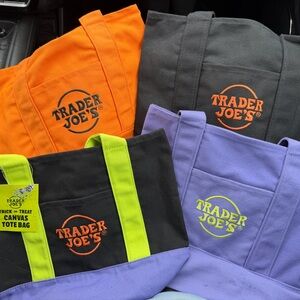 Trader Joe’s Halloween Canvas Tote Bag Set - Orange, Black, Purple